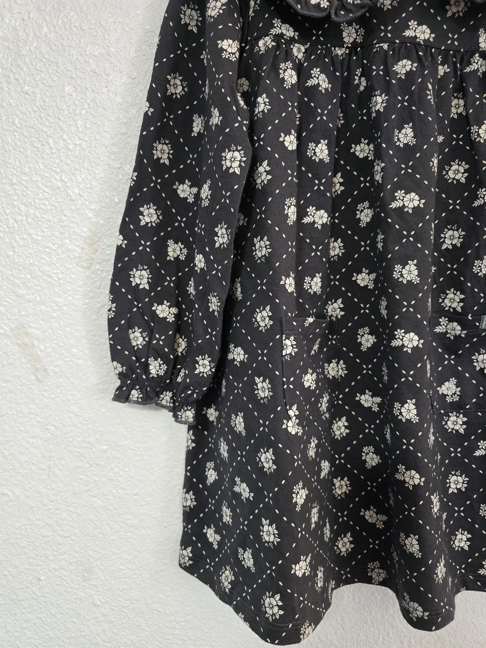 Black Floral Peter Pan Collar Kids Dress